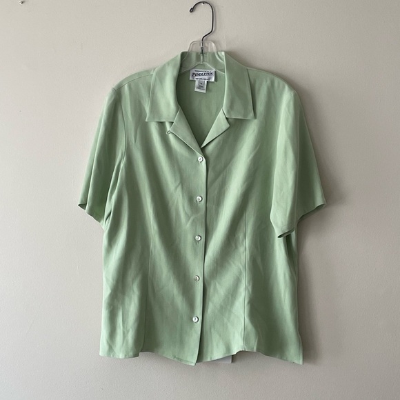 Pendleton 100% Silk Skirt Suit Size 12 Color Light Green Career Formal - Picture 2 of 15